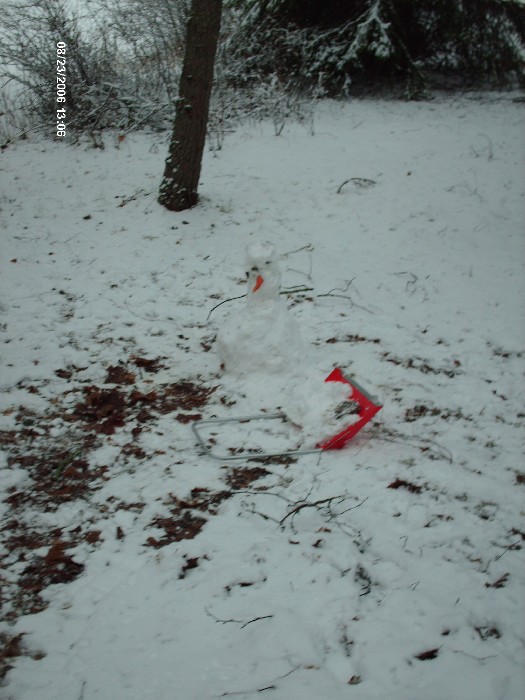 Tyttjen tekem hieno lumiukko